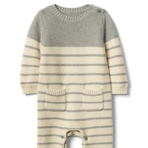Gap Baby Knit Grey and Cream Colored Romper